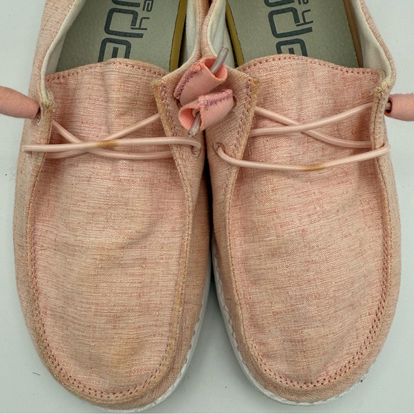 Hey Dude Wendy Women's Shoes Loafers Linen Pink Lemonade Size 7 - Picture 5 of 7
